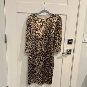 New York & Company Leopard Print Long Sleeve Dress